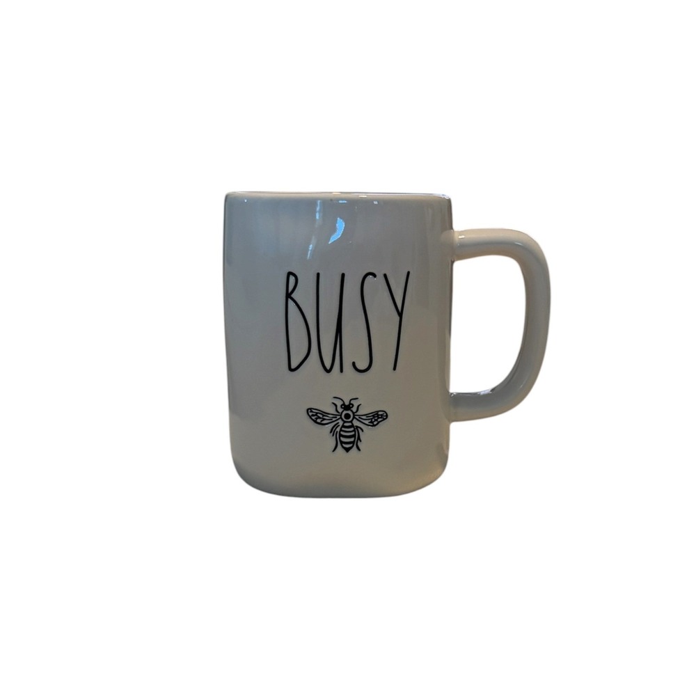Rae Dunn Busy Bee Mug White Ceramic Yellow Interior Artisan Collection Magenta